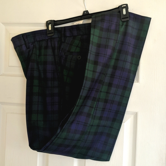 J. Crew Factory Other - J Crew Factory Wool Blend Bedford Fit Plaid Green Purple Pants 31x32